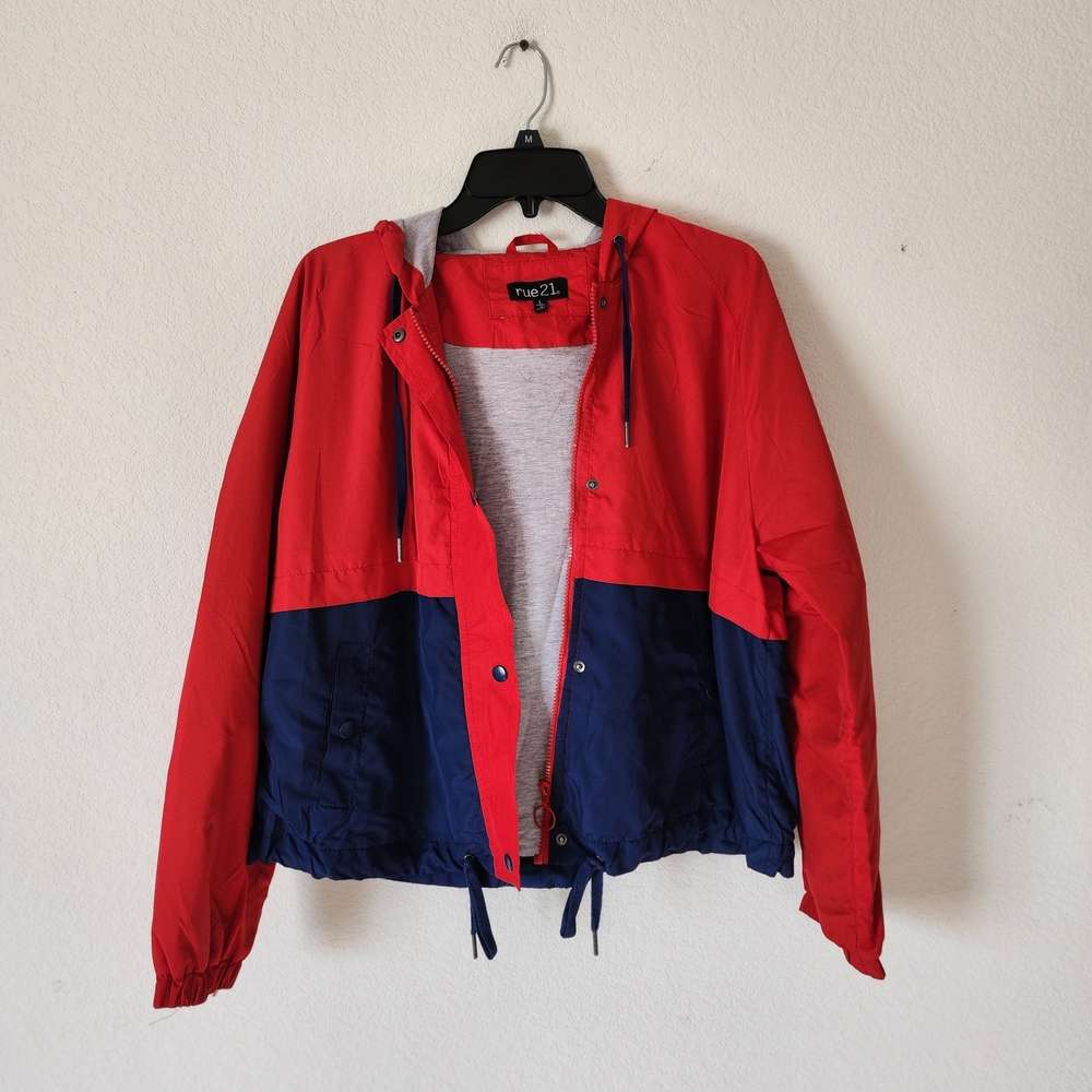 Rue 21 - Women's Bright Red and Navy Blue Thin Jacket - Size Large